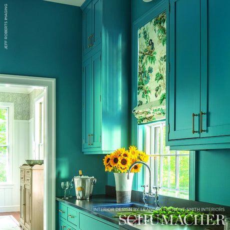 Schumacher Plaisirs De La Chine Emerald & Peacock Fabric