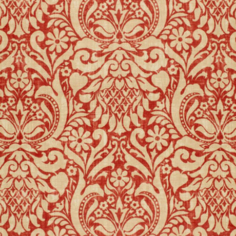 Schumacher Valencay Damask Terracotta Fabric