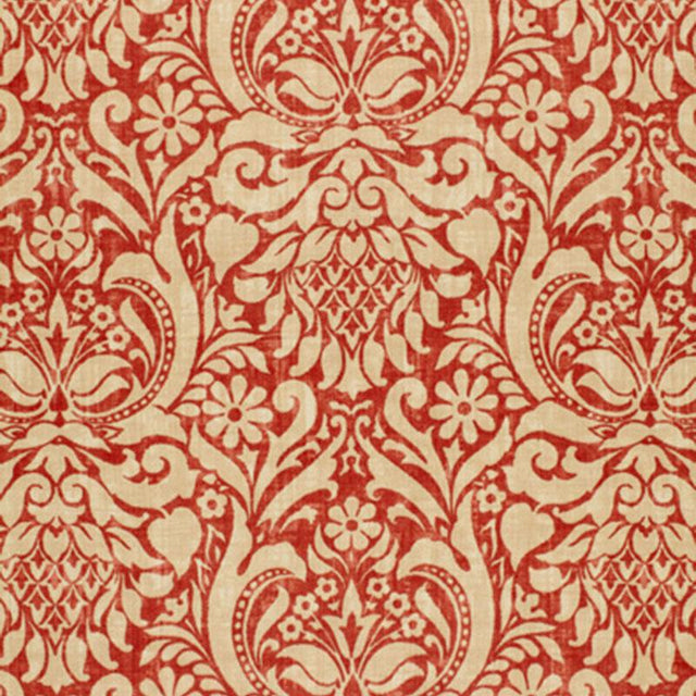 Schumacher Valencay Damask Terracotta Fabric