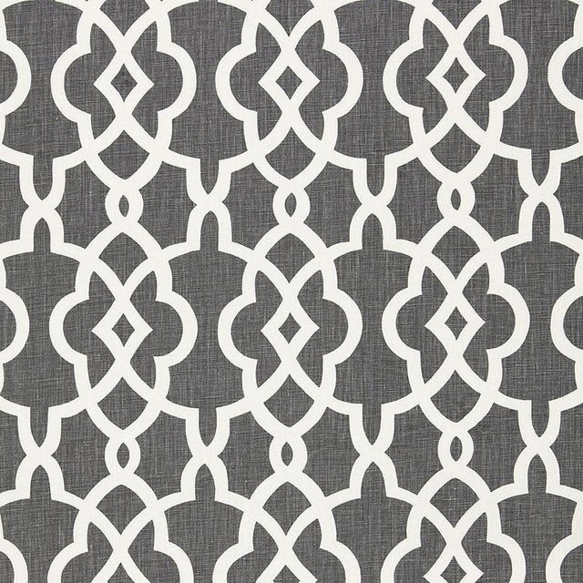 Schumacher Summer Palace Fret Smoke Fabric