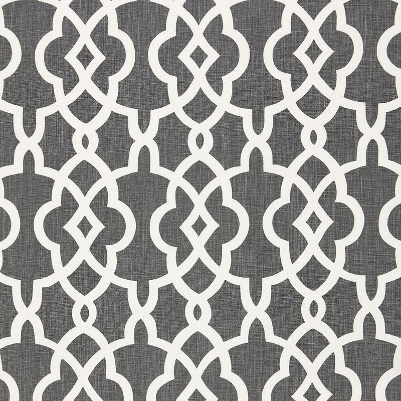 Schumacher Summer Palace Fret Smoke Fabric