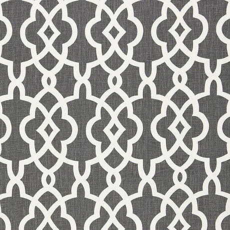 Schumacher Summer Palace Fret Smoke Fabric