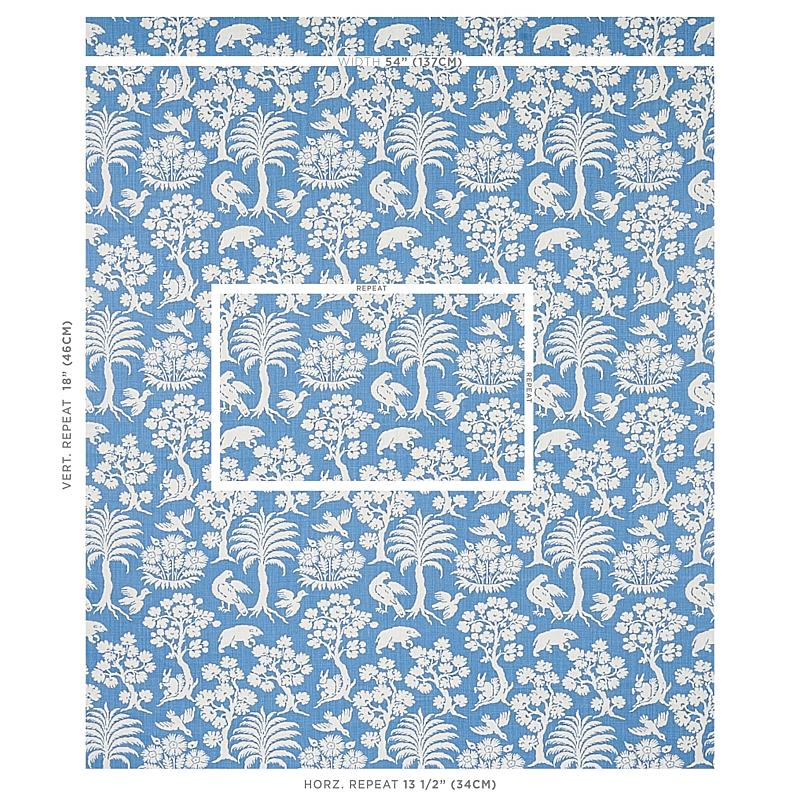 Schumacher Woodland Silhouette Blue Fabric