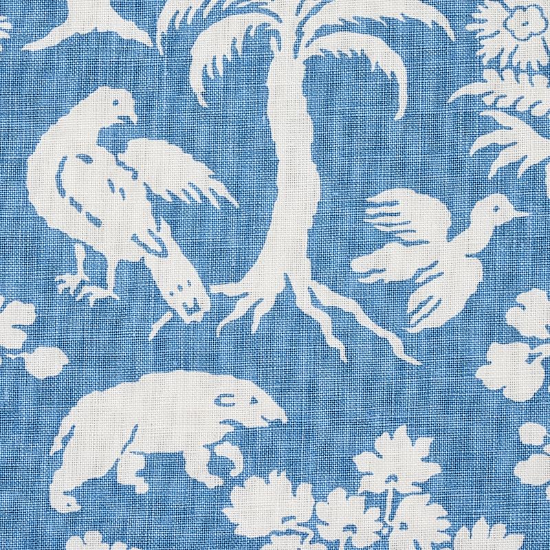 Schumacher Woodland Silhouette Blue Fabric