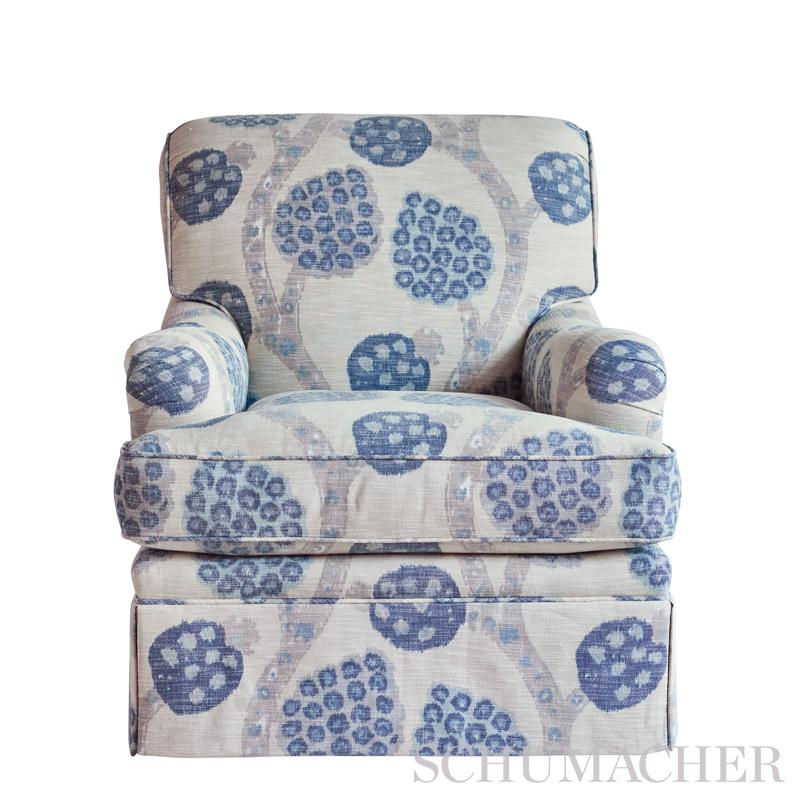 Schumacher Annabel Warp Print Blue Fabric