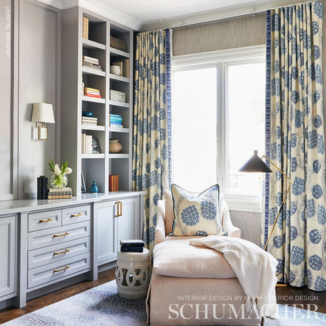 Schumacher Annabel Warp Print Blue Fabric