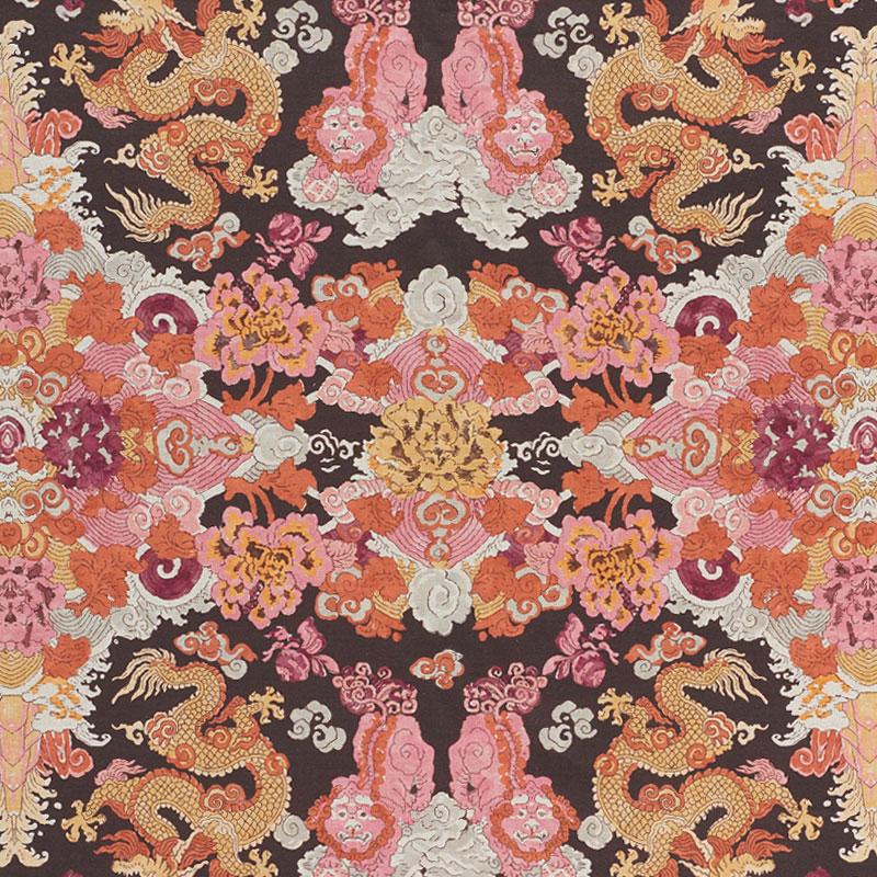 Schumacher Magic Mountain Dragon Aubergine Fabric