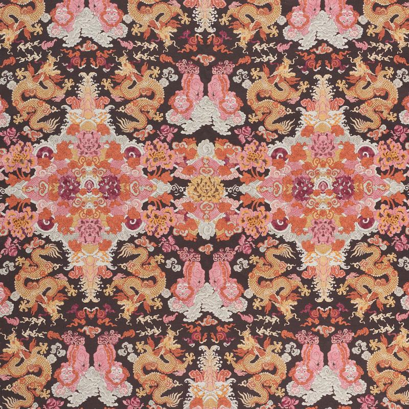 Schumacher Magic Mountain Dragon Aubergine Fabric