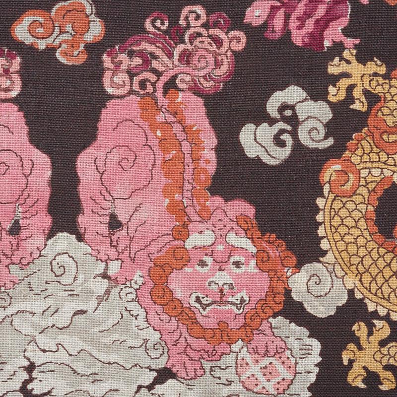 Schumacher Magic Mountain Dragon Aubergine Fabric