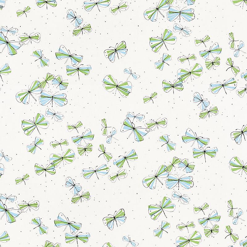 Schumacher Monarch'S March Sky & Leaf Fabric