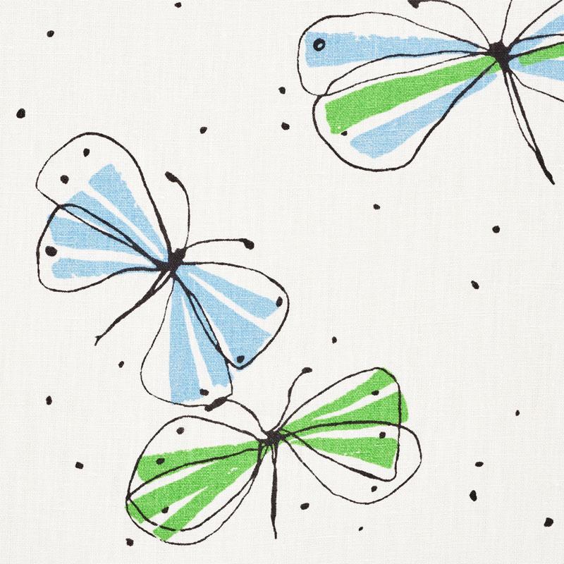 Schumacher Monarch'S March Sky & Leaf Fabric