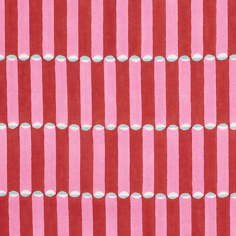 Schumacher Luna Hand Block Print Pink & Red Fabric