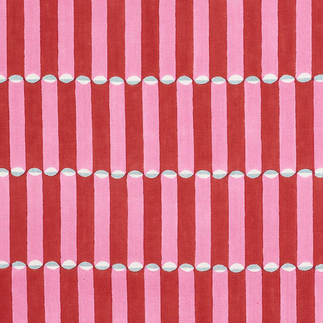Schumacher Luna Hand Block Print Pink & Red Fabric