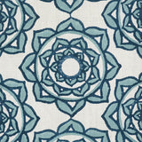 Schumacher Rose Hand Block Print Blue Fabric