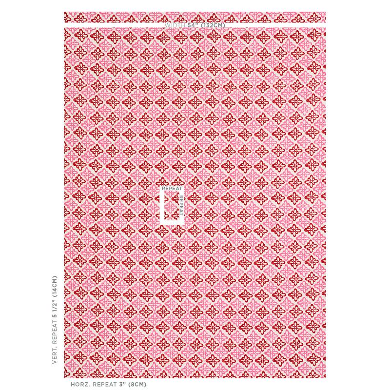 Schumacher Pattee Hand Block Print Pink Fabric