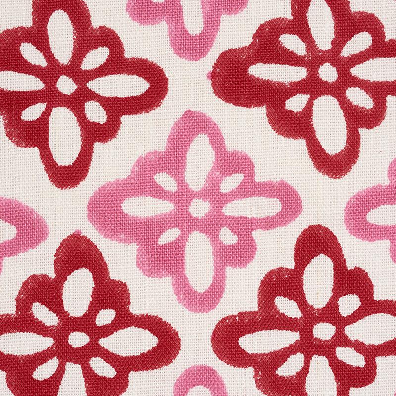 Schumacher Pattee Hand Block Print Pink Fabric