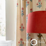 Schumacher Poppy Hand Block Print Rose & Sky Fabric