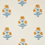 Schumacher Poppy Hand Block Print Mustard & Sky Fabric