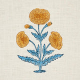 Schumacher Poppy Hand Block Print Mustard & Sky Fabric