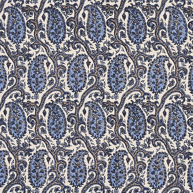 Schumacher Daria Paisley Indigo Fabric