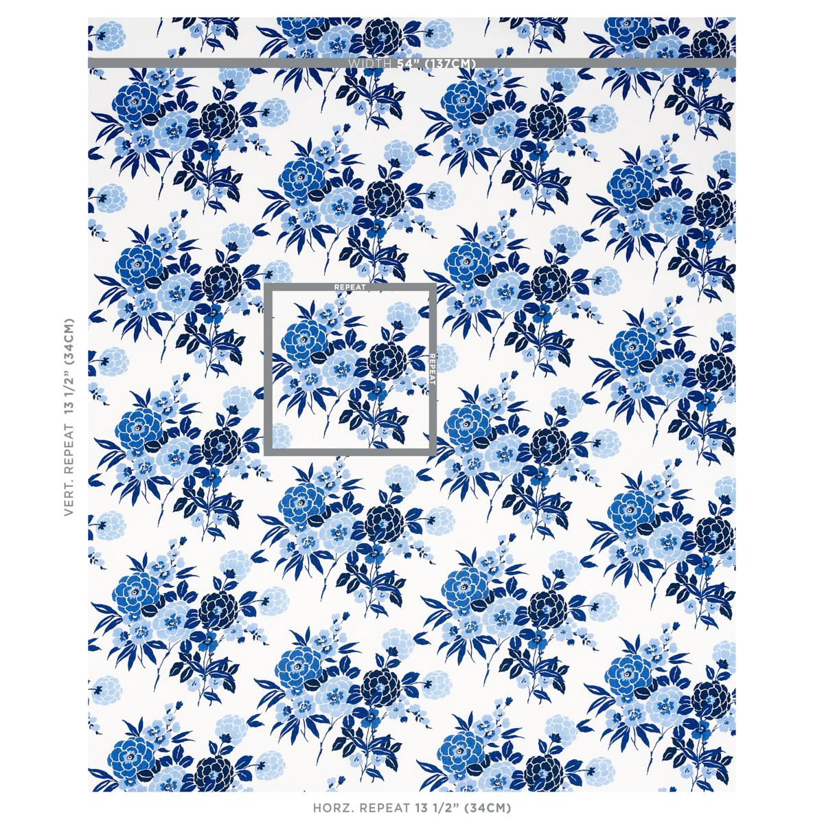 Schumacher Valentina Floral Blue Fabric
