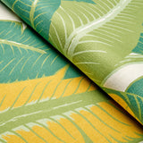 Schumacher Tropical Isle Green On Ivory Fabric
