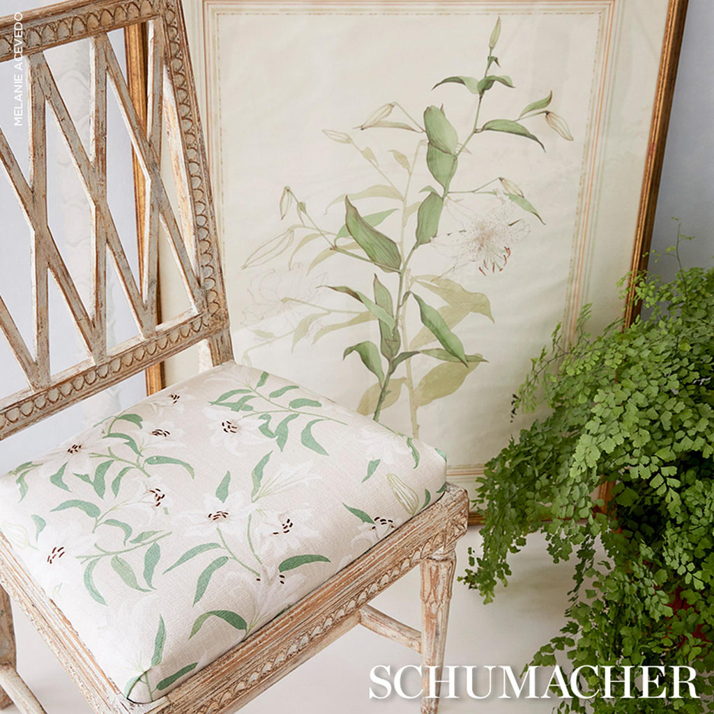 Schumacher Scattered Lilies Sky Fabric