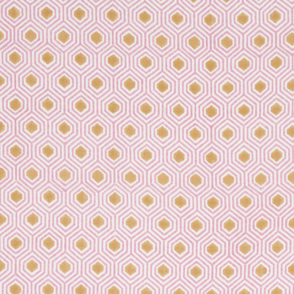 Schumacher Otis Hand Print Pink & Gold Fabric