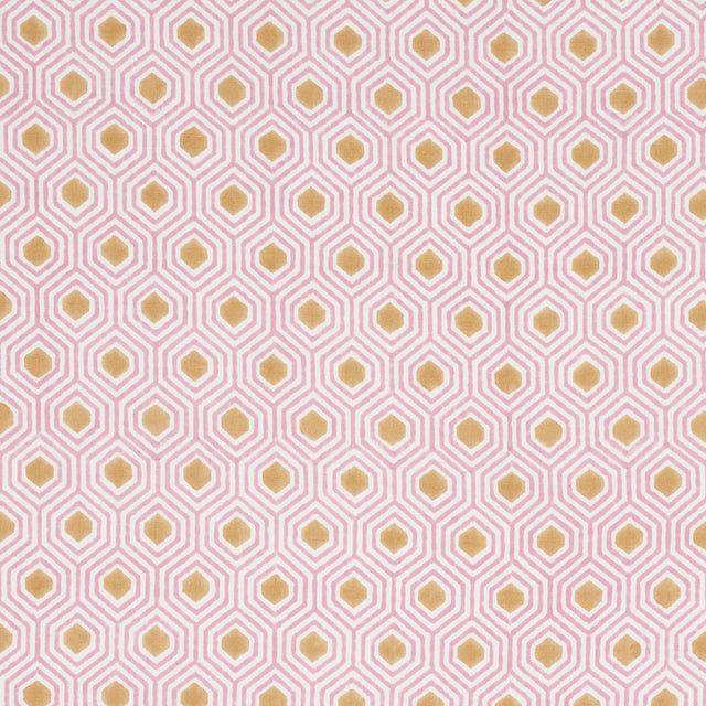 Schumacher Otis Hand Print Pink & Gold Fabric