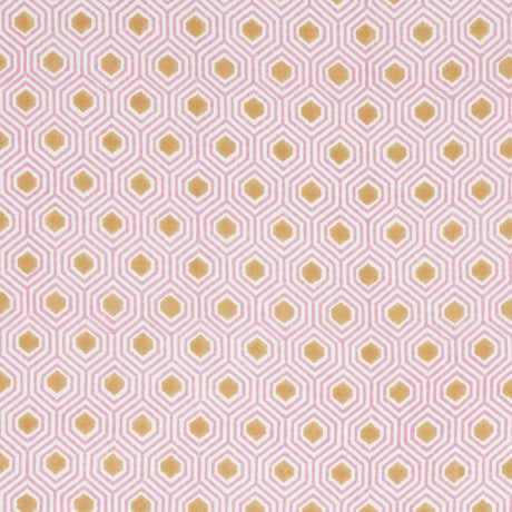 Schumacher Otis Hand Print Pink & Gold Fabric