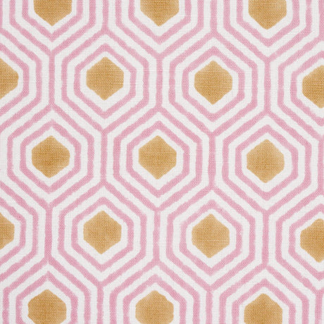 Schumacher Otis Hand Print Pink & Gold Fabric