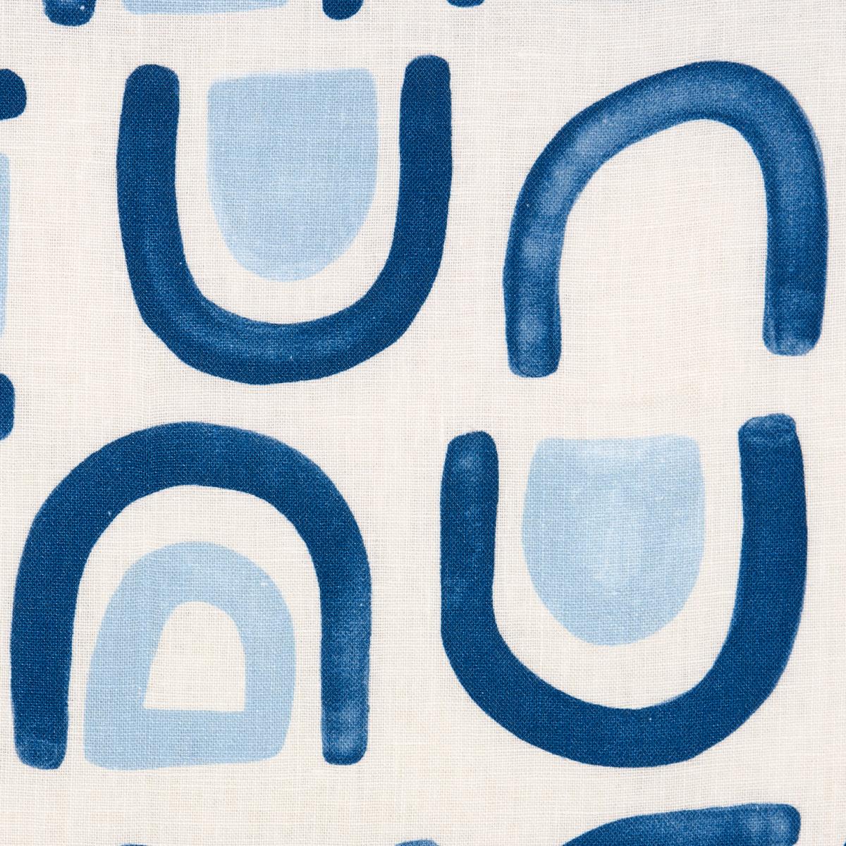 Schumacher Threshold Printed Linen Lapis Fabric