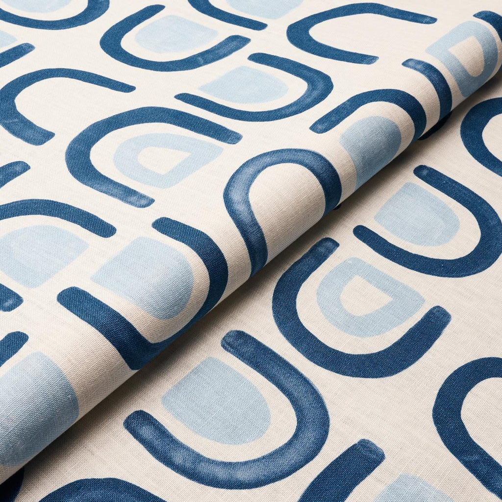 Schumacher Threshold Printed Linen Lapis Fabric
