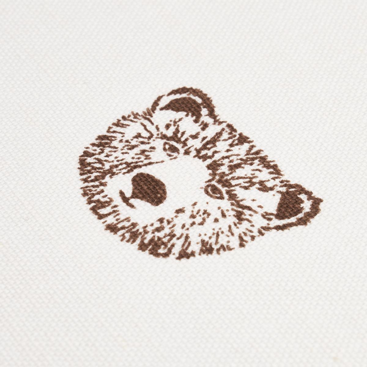 Schumacher Bear High Performance Print Ivory Fabric