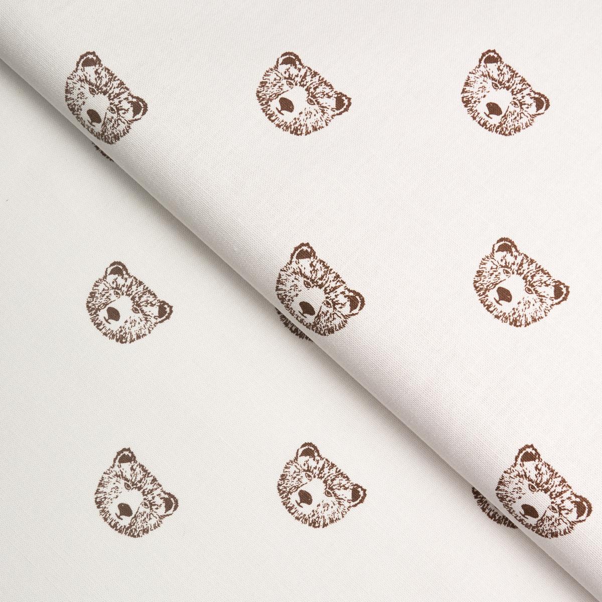 Schumacher Bear High Performance Print Ivory Fabric