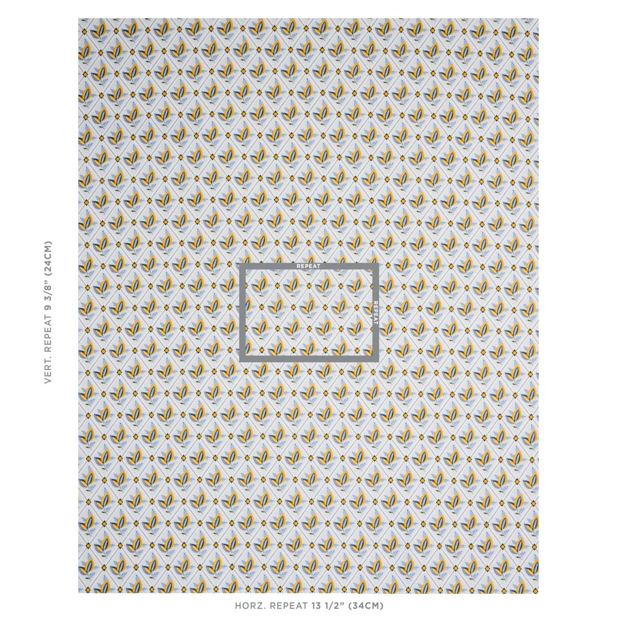 Schumacher Basile Trellis Yellow & Blue Fabric