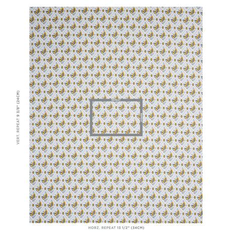 Schumacher Basile Trellis Yellow & Blue Fabric