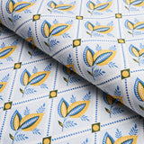 Schumacher Basile Trellis Yellow & Blue Fabric