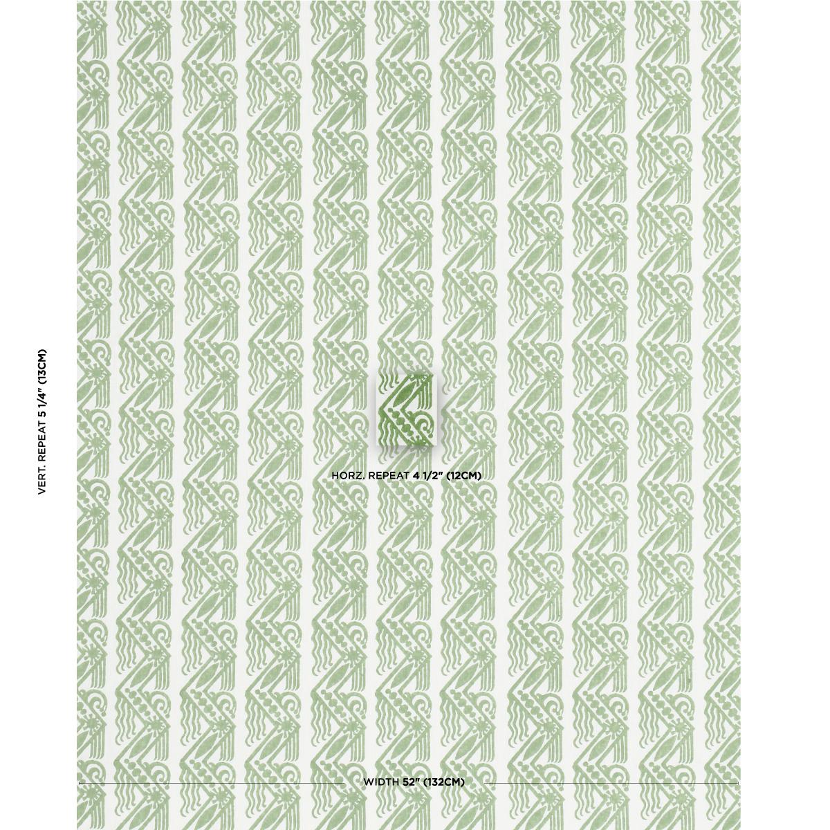 Schumacher Venetian Zig Zag Block Print Green Fabric
