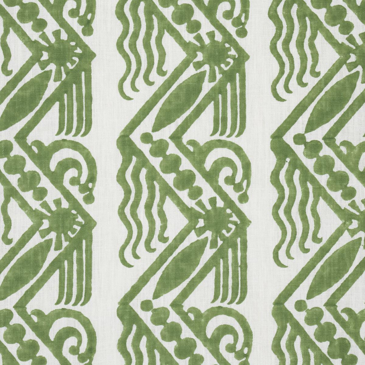 Schumacher Venetian Zig Zag Block Print Green Fabric