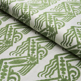 Schumacher Venetian Zig Zag Block Print Green Fabric