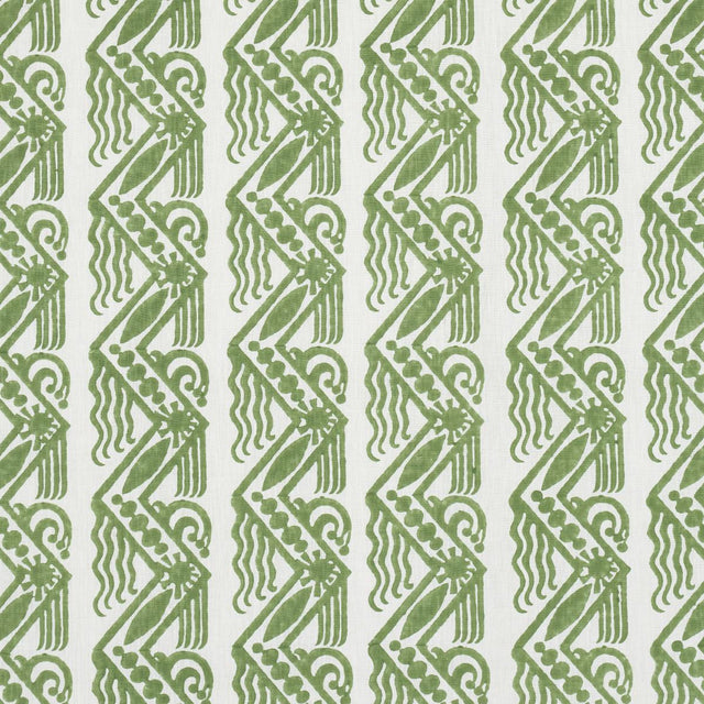 Schumacher Venetian Zig Zag Block Print Green Fabric