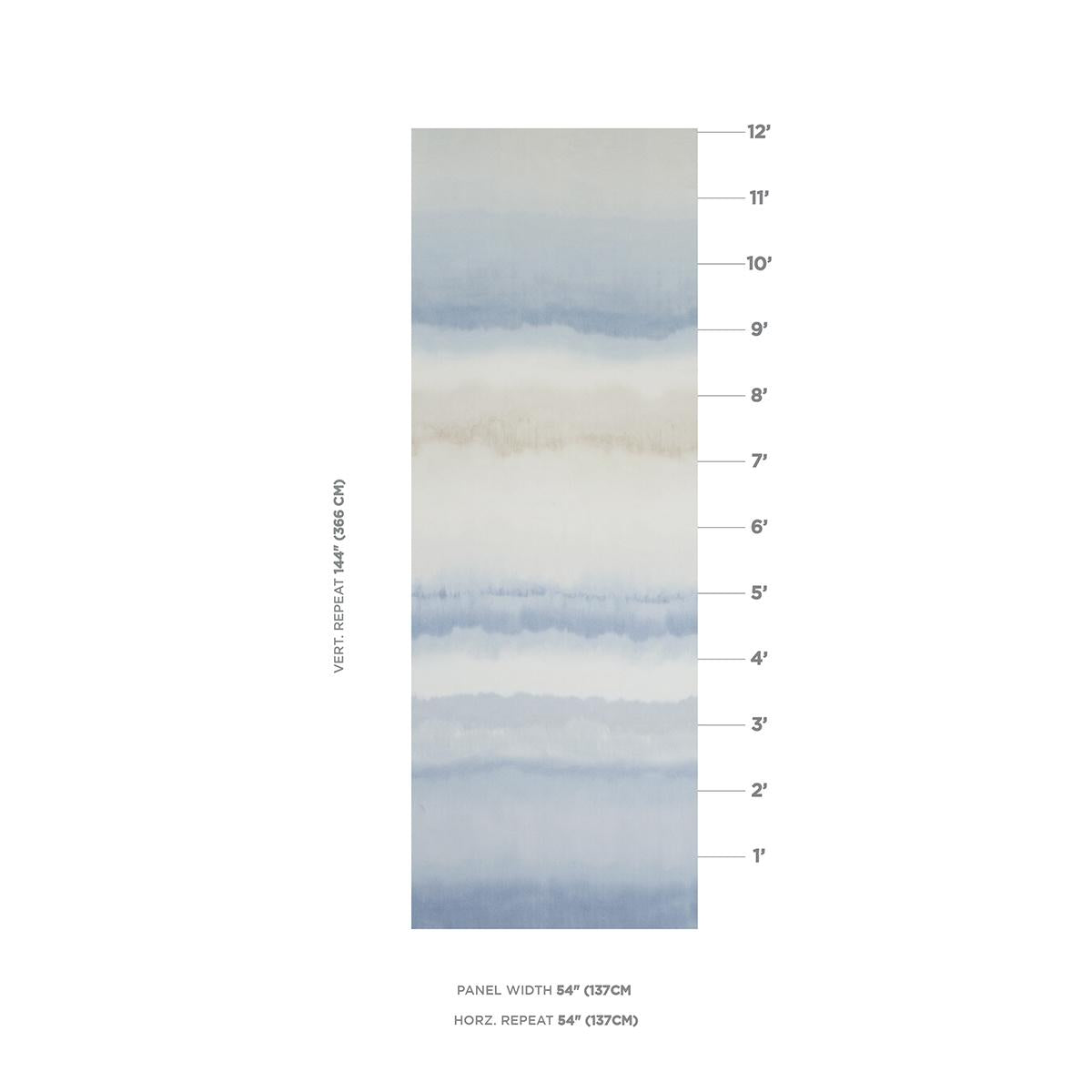 Schumacher Orissa Panel Blue & Natural Fabric