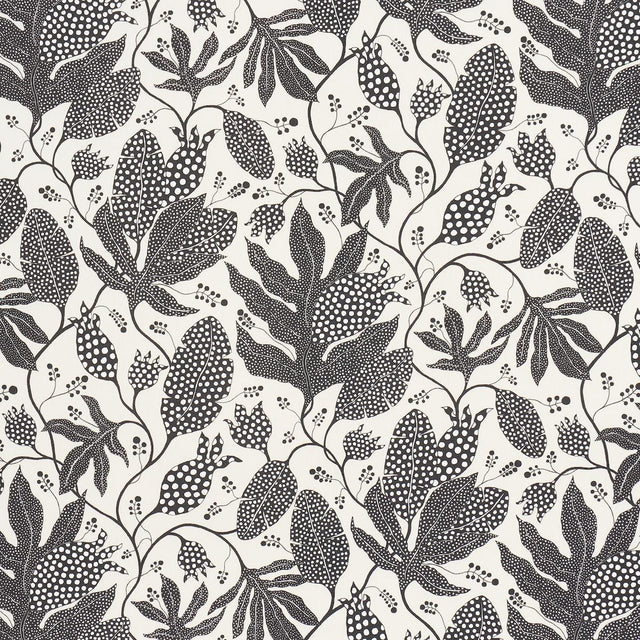Schumacher Polka Dot Jungle Black & Cream Fabric