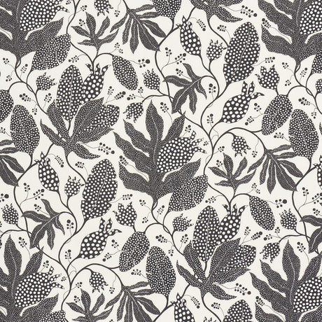 Schumacher Polka Dot Jungle Black & Cream Fabric