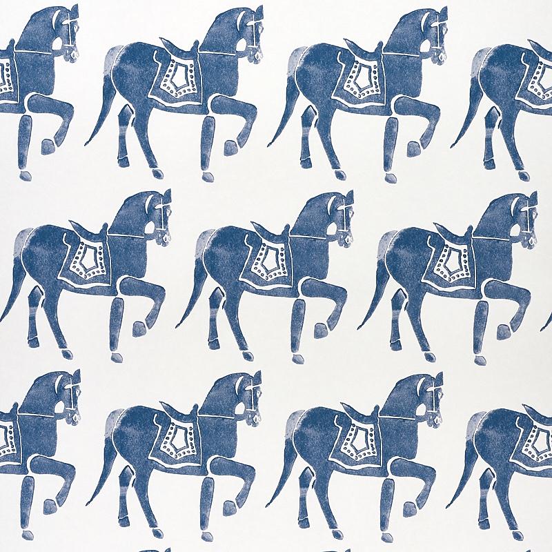Schumacher Marwari Horse Navy Wallpaper