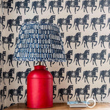 Schumacher Marwari Horse Navy Wallpaper