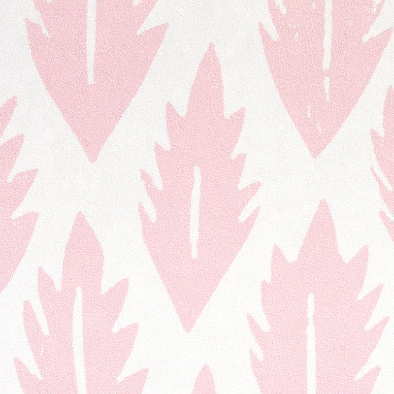Schumacher Leaf Pink Wallpaper