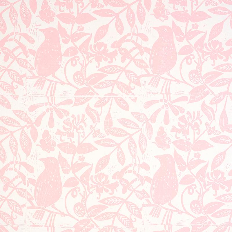 Schumacher Bird & Bee Pink Wallpaper