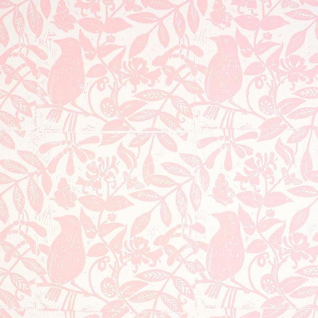 Schumacher Bird & Bee Pink Wallpaper